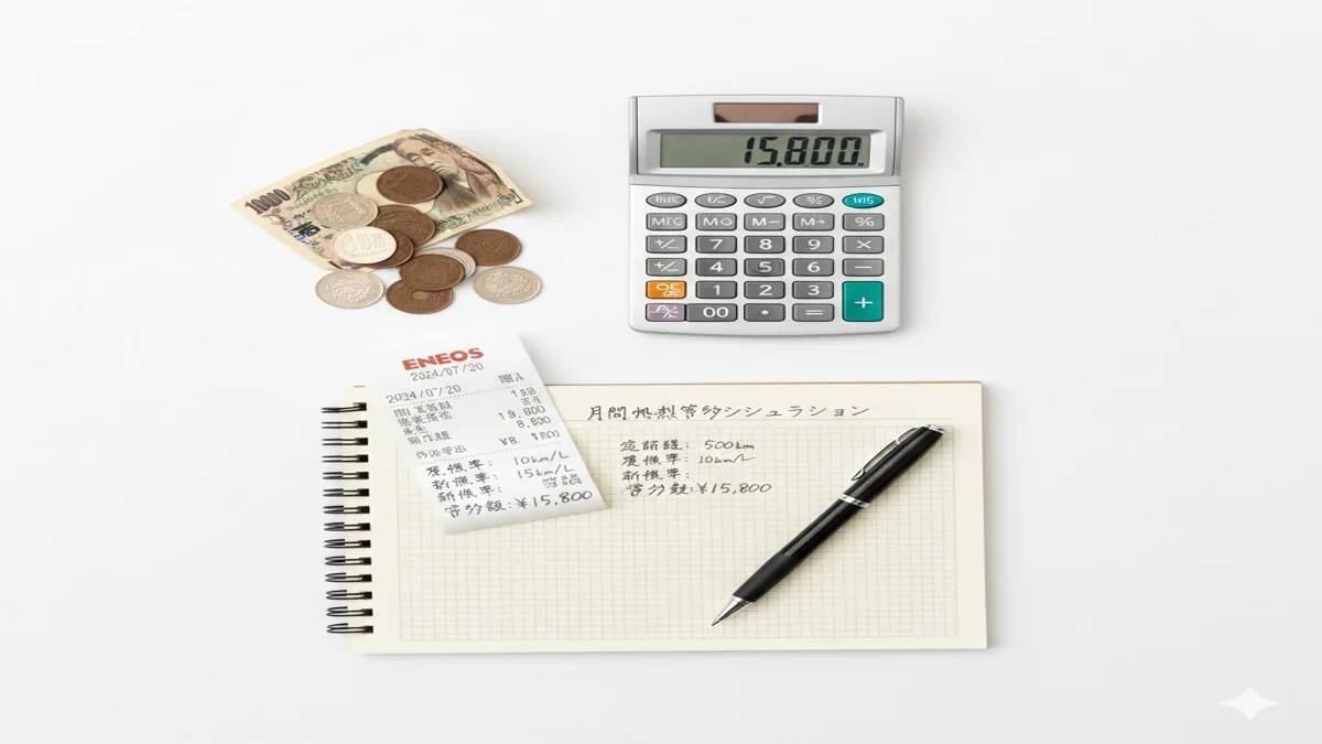 電卓とノートでガソリン代月1万円節約シミュレーション